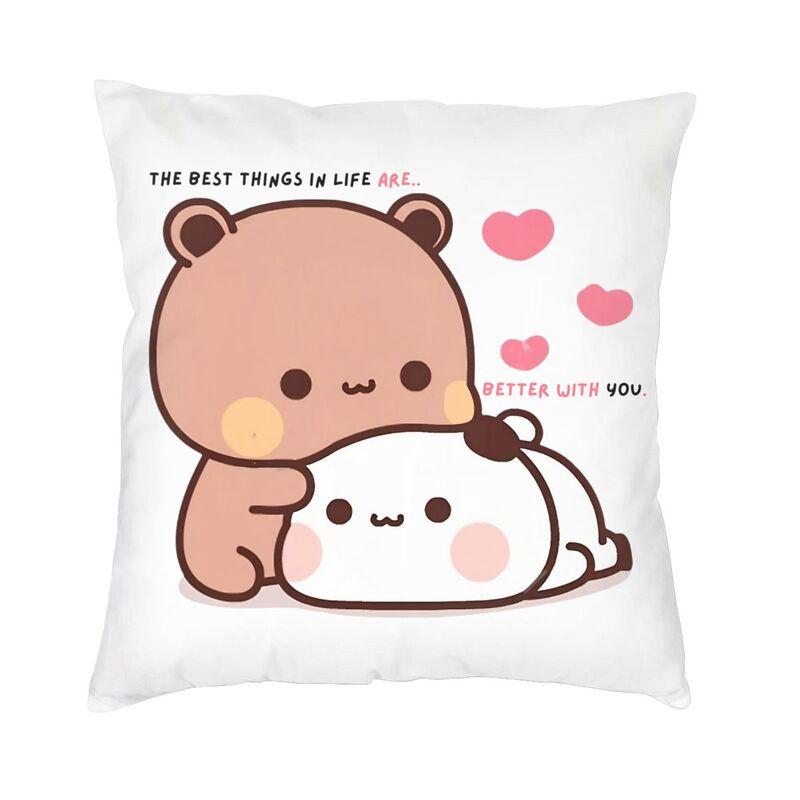 Cool Kawaii Mochi Cat Peach And Goma Hug Square Throw Pillow Cover Home Decorative 3D Double Side Printing Cushion Cover for Car 30x30cm 12x12in