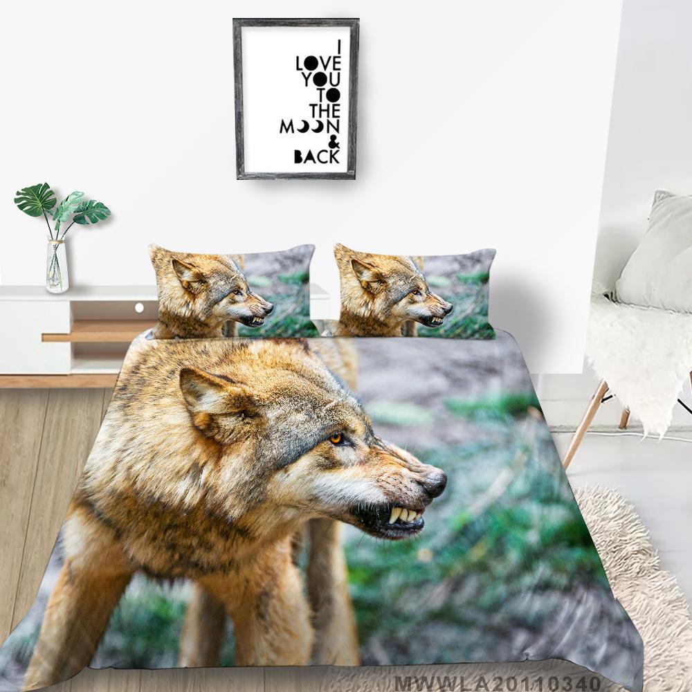 

2023 Новый стиль, уникальный дизайн, чехол для постельного белья, модный декоративный домашний текстиль с принтом волка, постельное белье размера Queen King Size EU Single 135x200cm