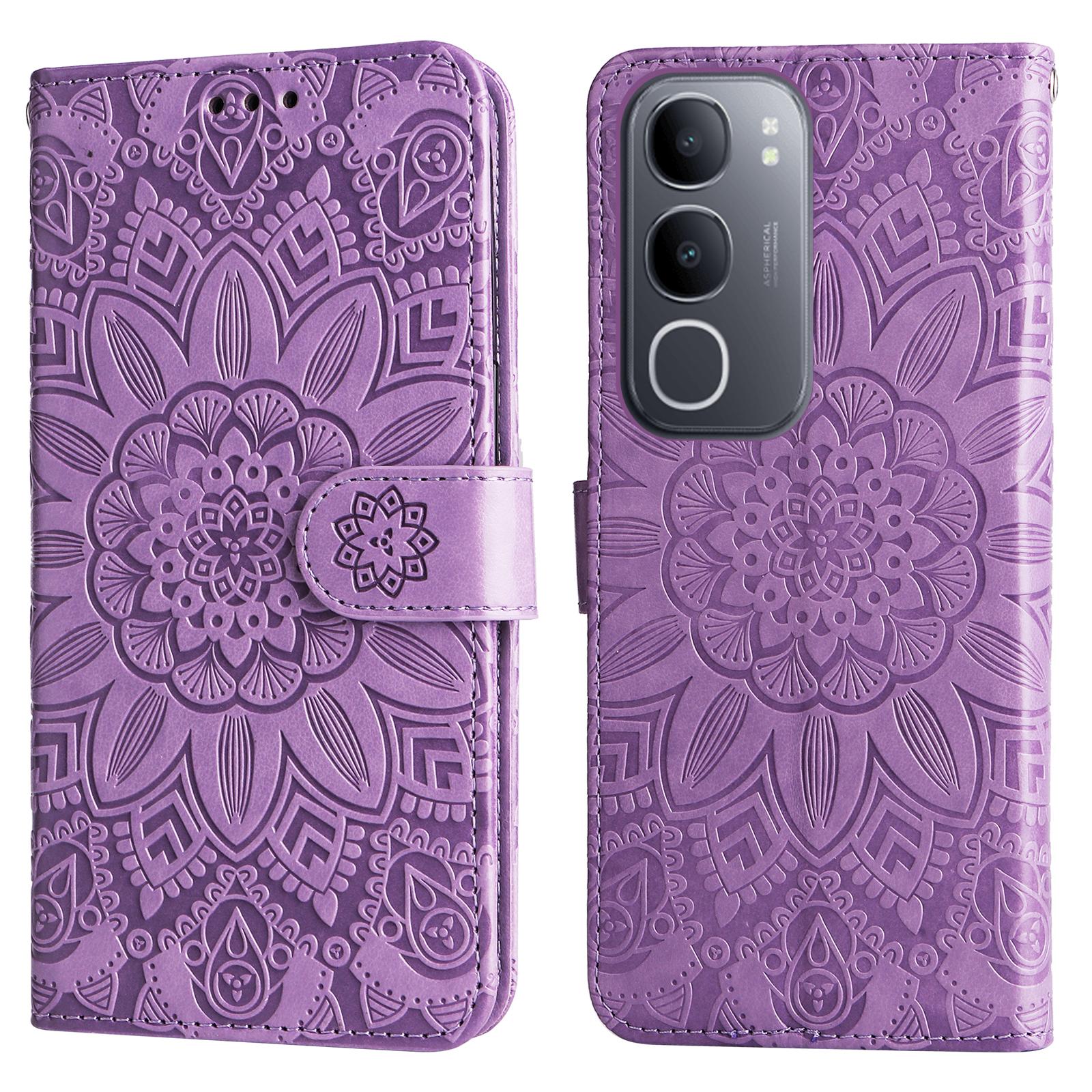 

For vivo Y50 Case Sunflower Imprint Leather Wallet Phone Cover C