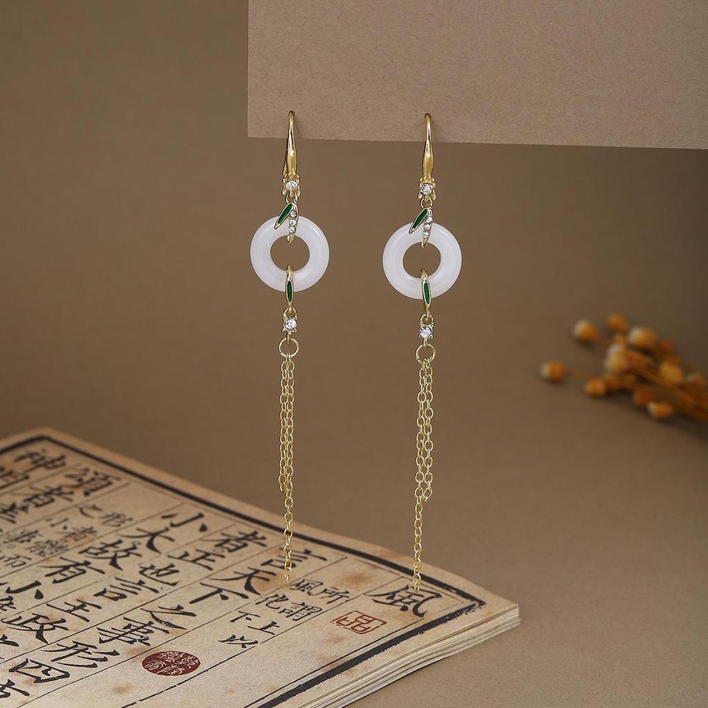 Elegant Butterfly Water Drop Pearl Tassel Earrings for Women - Traditional Qipao Style