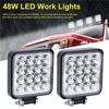 48W kwadratowe światło robocze LED 12V Off Road Mini kwadratowe 16 świateł dodatkowe światło zmodyfikowane reflektory reflektory 2/4/6 szt.