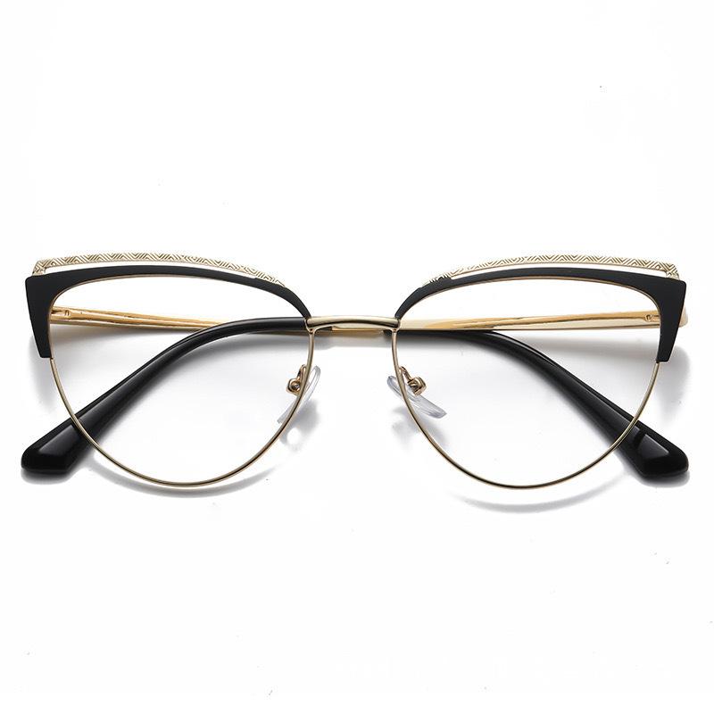 Hollowed-out Cat-eye Women's Fashion Metal Anti-blue Light Non-prescription Glasses