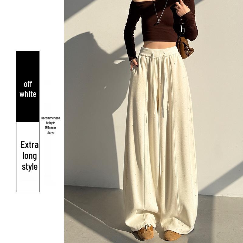 Spring 2026 Star Rhinestone Petite Wide-Leg Drapey Slimming Banana Pants Large