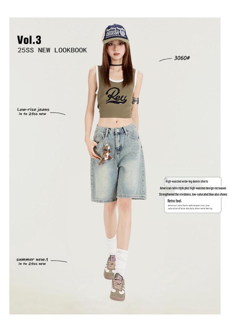 Women's 2025 Summer Loose Slimming Korean Style Denim Shorts - Trendy Casual Versatile Fashion