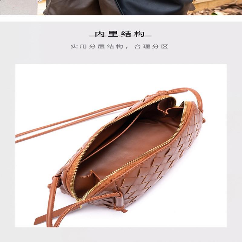 Woven Leather Crossbody Bag Women Small Pillow Shape Shoulder With Phone Pocket