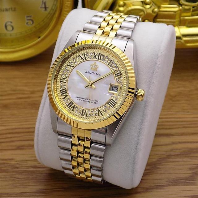 REGINALD Brand Date Waterproof Crystals Men Watch Steel Wrist Watch Business Lover's Dress Gift Watches Montre Homme Reloj