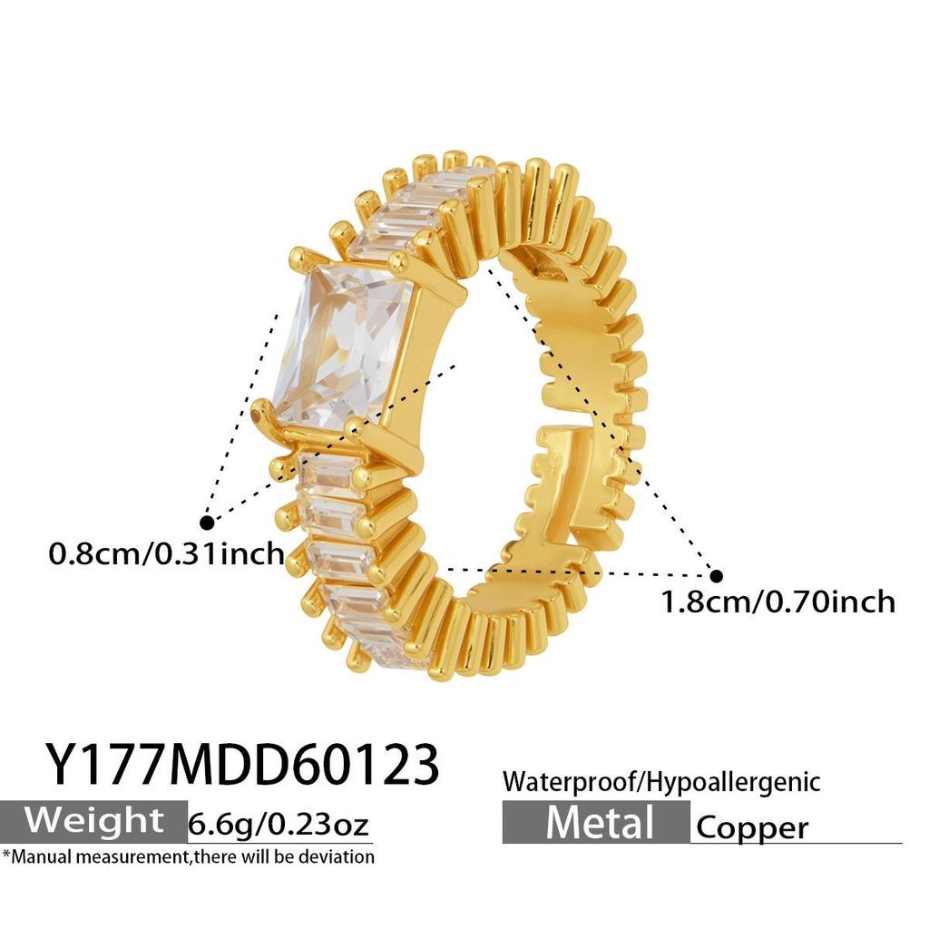 Gold-Plated Zirconia Geometric Ring - Chic European & American Style, Versatile Index/Finger Ring for a Luxurious Fairy-Tale Look.