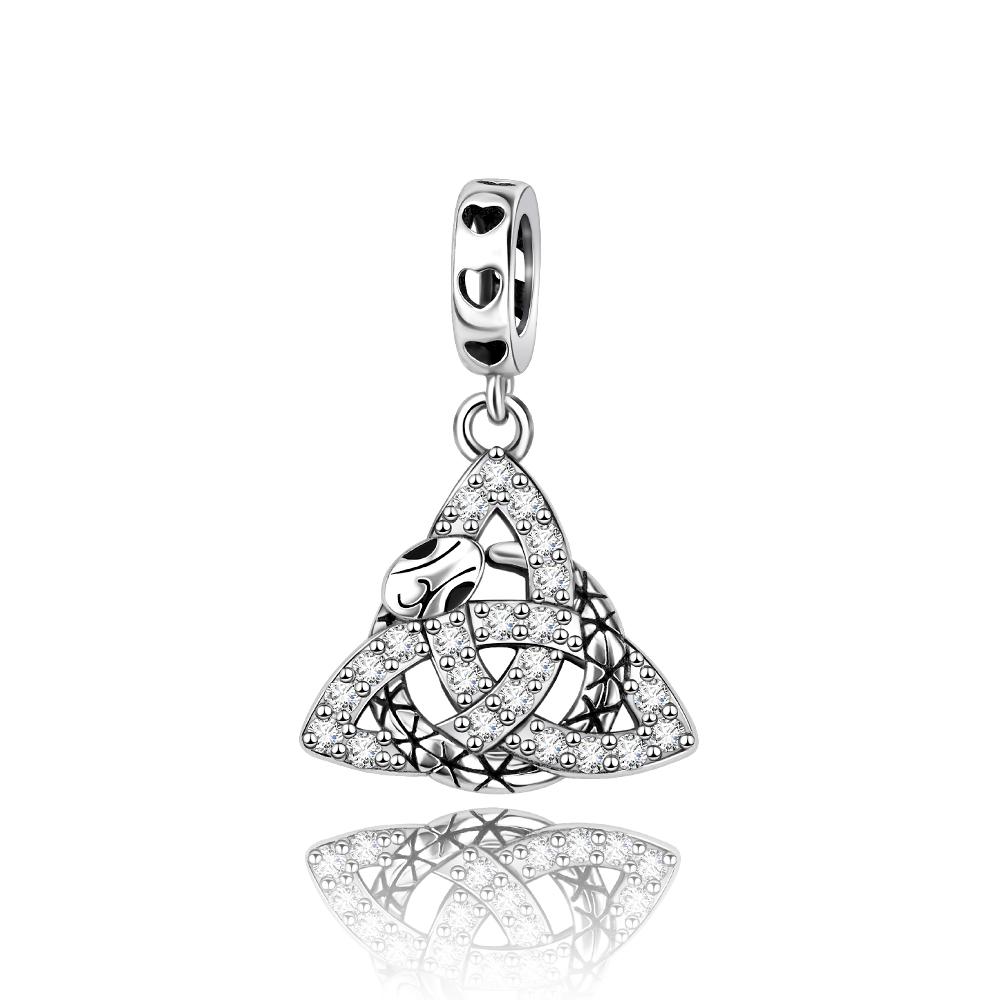 Copper Full Diamond Charms Colorful Heart Blooming Rose Round Beads Pendant Fit Original Bracelets Necklace Jewelry