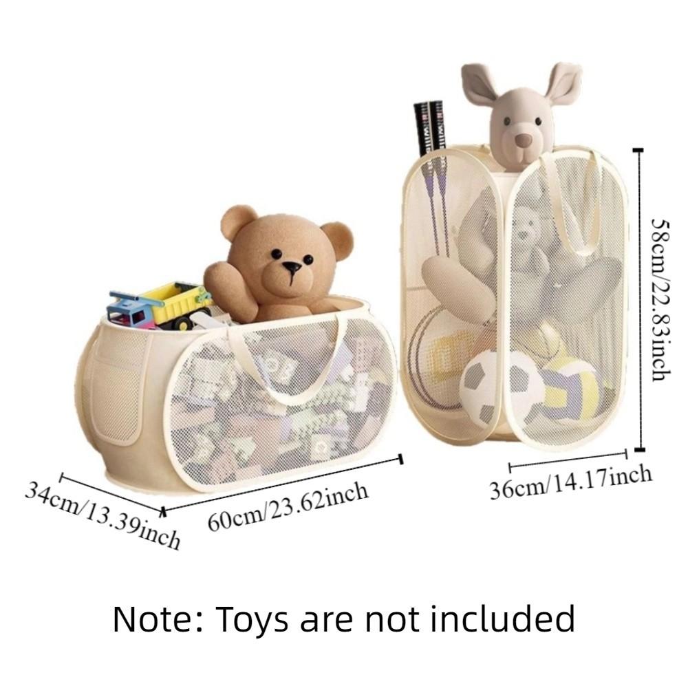 Portable Folding Laundry Basket Mesh Household Storage Bag Practical Dirty Clothes Bag Living Room