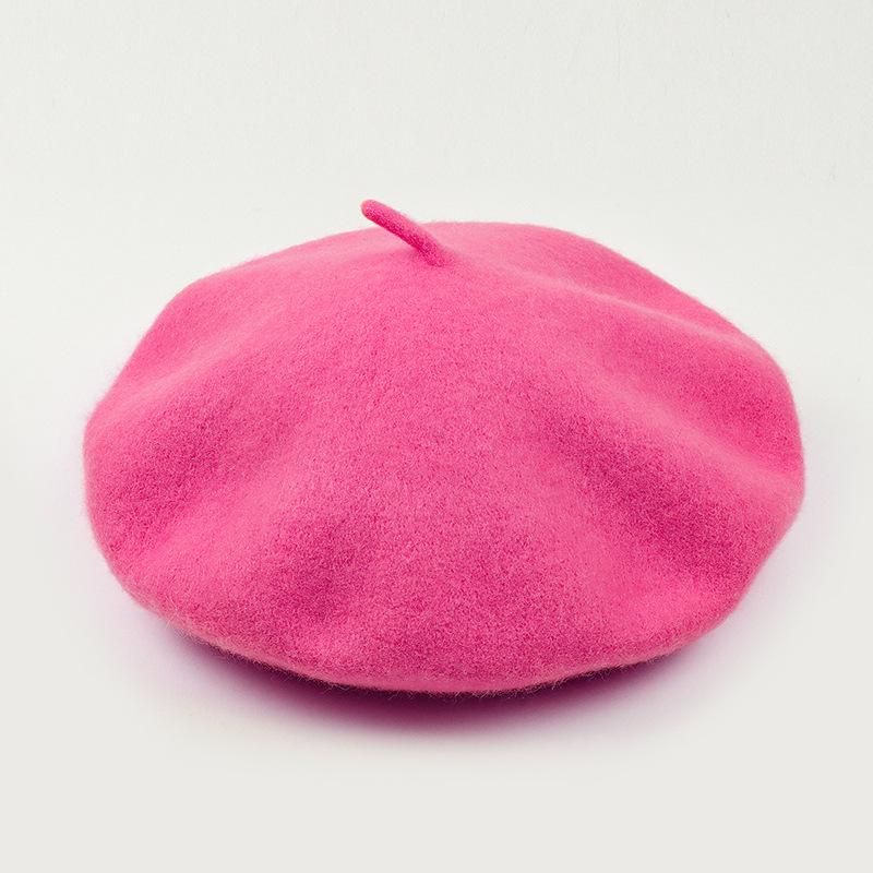 Dámský fialový vlněný baret: Klobouk se širokou krempou, Vintage britský, korejský a japonský styl pro podzim/zimu