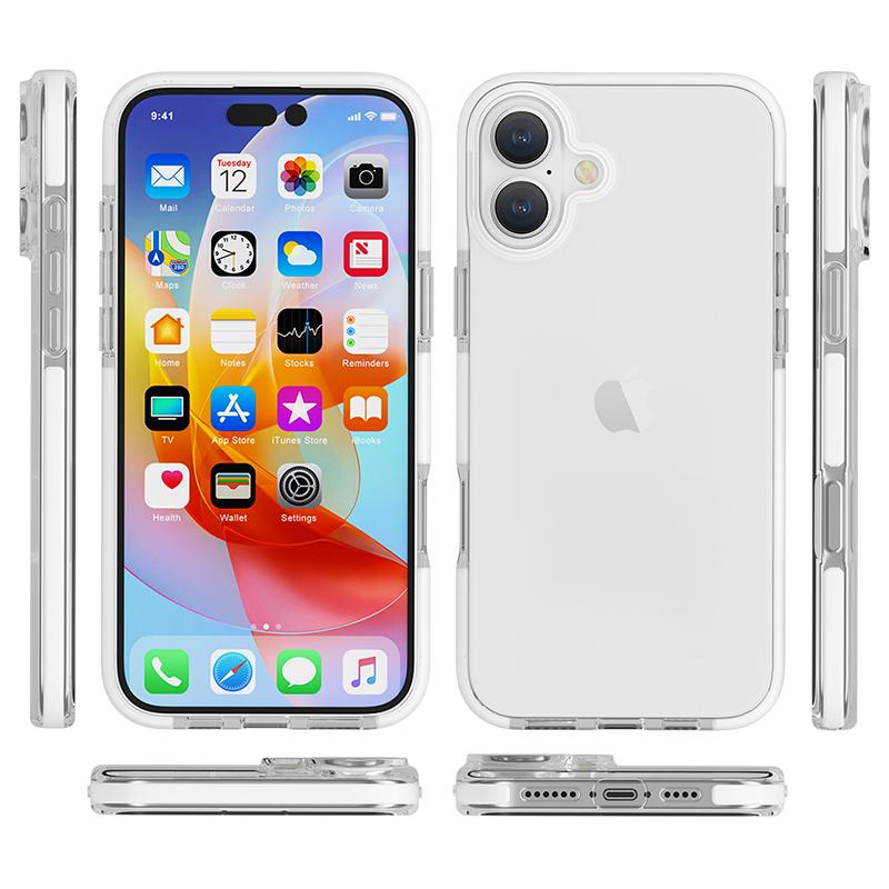 Pro iPhone 16 Pouzdro Nárazuvzdorné TPU+TPE Průhledný Zadní Kryt na Telefon