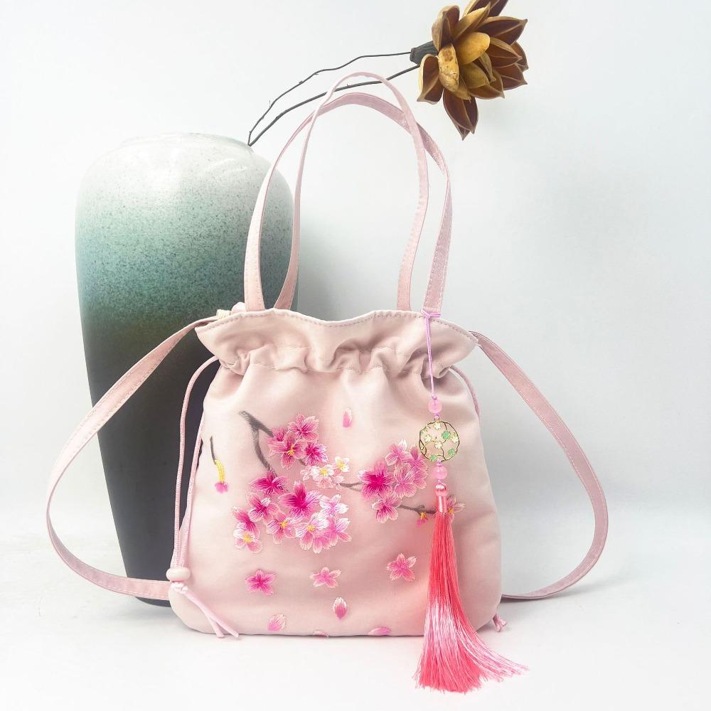Organza Hanfu Embroidery Handbag Sweet Small Purse Bag Chinese Style Drawstring Bucket Bag  Daily