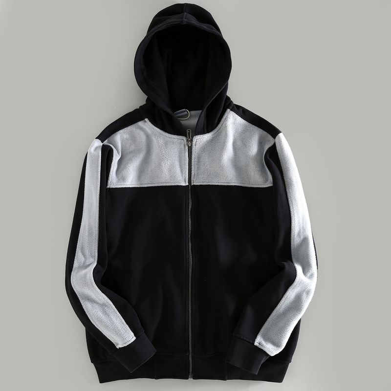 Bargain Finds~ Export Surplus Men's Hooded Sweatshirt, New Autumn/Winter Style, Fleece-Lined, Thickened, Warm, Color-Blocked Jacket for Men