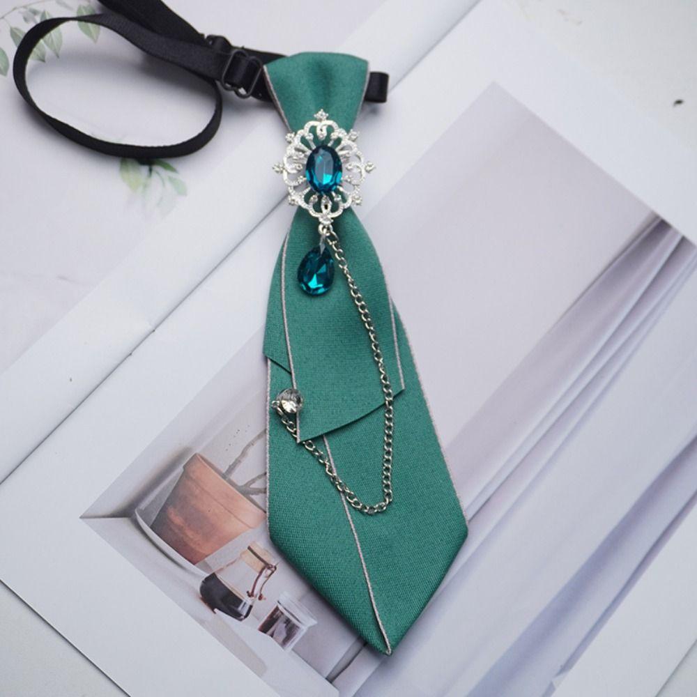 Crystal Bow Tie Choker Shirt Tie Y2K Pre-tied Tie  Women