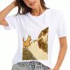 Schöpfung Adams und Hund Damen Baumwoll-T-Shirt, Premium-Baumwollqualität Druck, Langlebig und Bequem, Freizeitmode. Michelangelo-inspiriertes Design, P