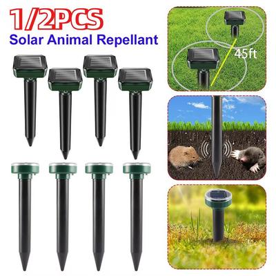 Solar Powered Ultrasonic Sonic Mole Pest Rodent Repeller Repellent Yard Outdoor Lamp Backyard Farmland Mouse Repeller