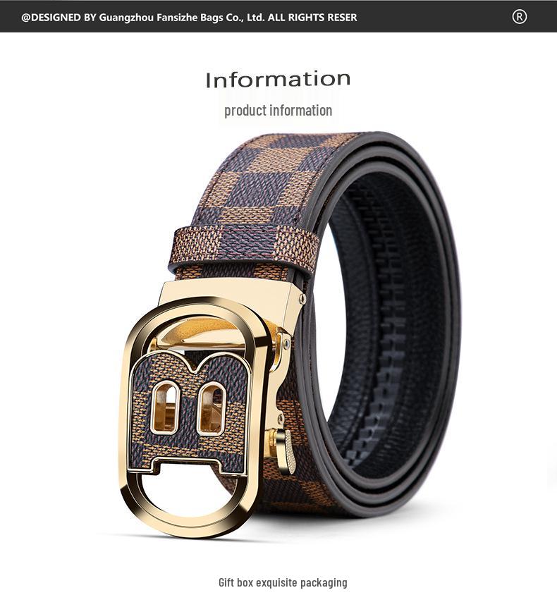 Cinturón de Cuero con Hebilla Automática Paul Counter para Hombre - Estilo de Moda Versátil.