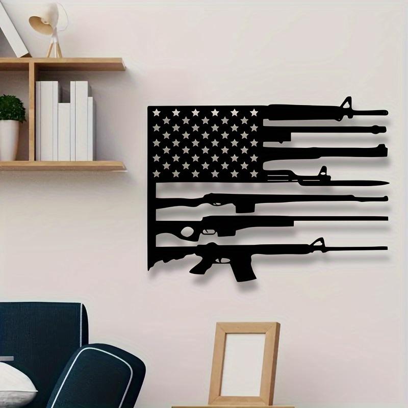 American Flag Gun Art - Black Metal Wall Decor for Indoor Spaces, Perfect for Living Room, Perfect for Room Decor