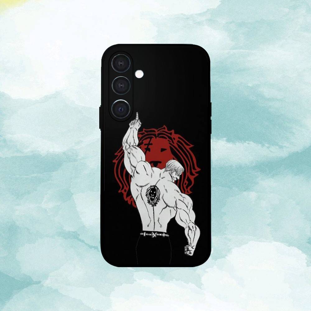 E-Escanor Sun Cartoon Phone Case For Samsung  A73,72,71,A52,51,40,41,A22,A32,31,A13, Soft Black Shell