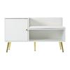 Shoe Cabinet with Storage Space, Padded Bench And Backrest, Shoe Shelf with Metal Handles And Solid Legs