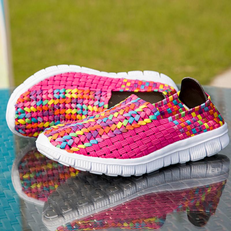Scarpe da Spiaggia Estive da Ragazza con Treccia Pigre da Donna Colore Rosa Blu Intrecciate Casual Morbide Slip-on Scarpe Basse da Esterno Sneakers