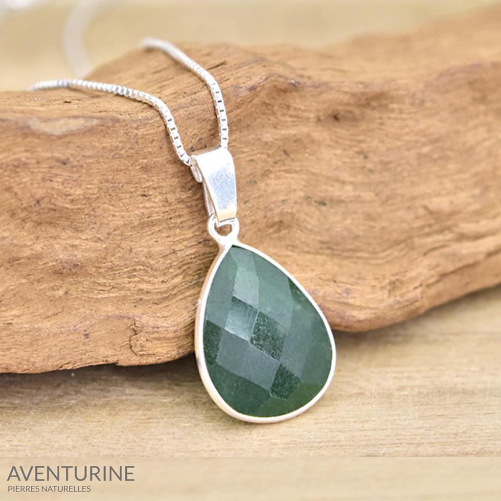 Les Trésors De Lily [R1018] - Handmade Silver Necklace 'Mineralia' Silver Aventurine - 18x14 Mm