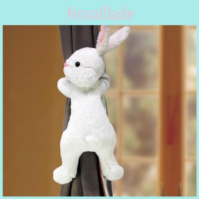 Cartoon Bunny Curtain Tieback Holder With Plush Doll For Kids Room Decor