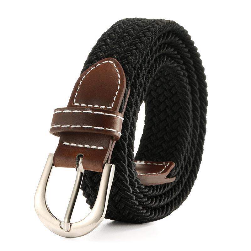 Women's Solid Color Elastic Canvas Belt with Pin Buckle