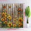 1pc rustic wooden fence shower curtain whimsical garden -   With Hooks Waterproof Mildew Proof Easy Install Washable