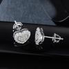 Heart Real Moissanite Women's Stud Earrings 14K White Gold Plated Earring