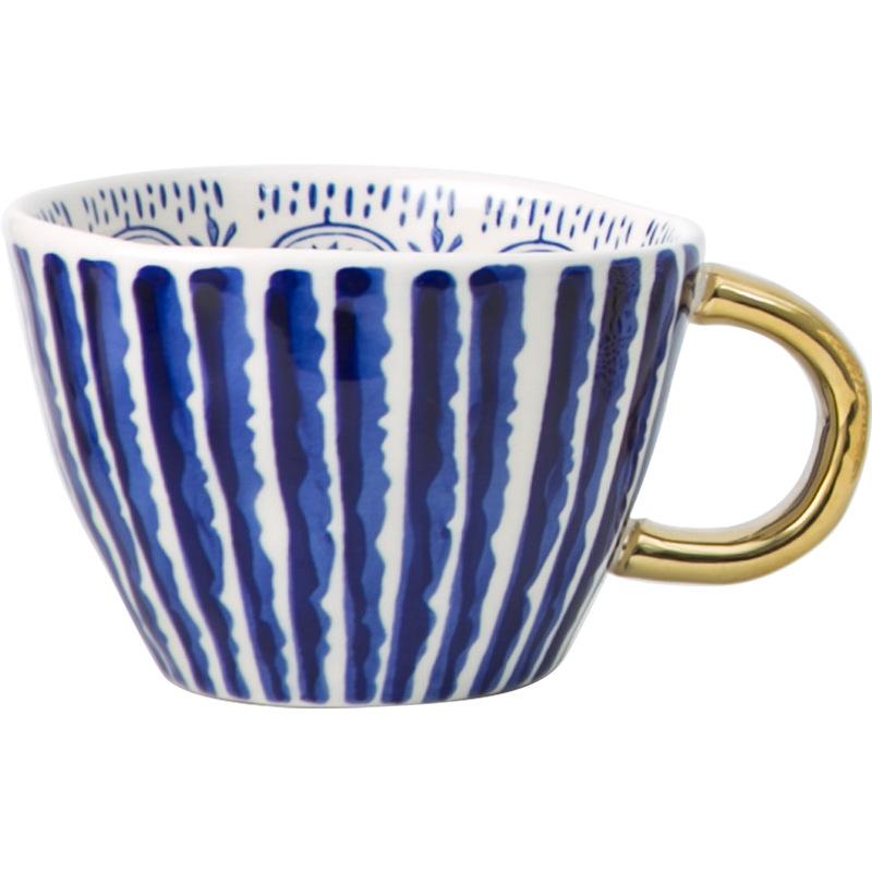 350 ml unregelmäßige Keramiktasse, goldener Griff, große Kapazität, Kaffeetasse für Paare, Frühstücks-Hafermilchtasse, nordische Teetasse für das Home Office