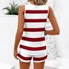 Women's Pajama Set Leisure Summer 2-piece Set Striped Pajama Strap Sleeveless Top Shorts Outwear Clothes