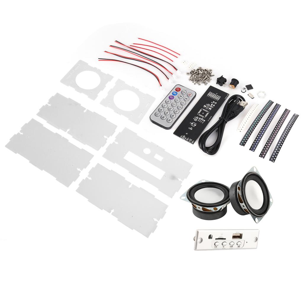 DIY Bluetooth Speaker Box Kit Small Electronic Sound Amplifier Transparent Case Set(12 Channels Spectrum Bluetooth