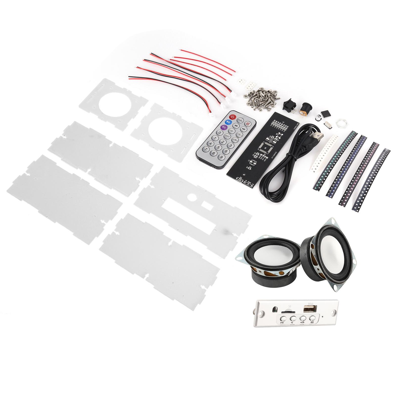 

Набор для сборки Bluetooth-колонки своими руками Маленький электронный усилитель звука Прозрачный корпус(12 каналов Спектр Bluetooth