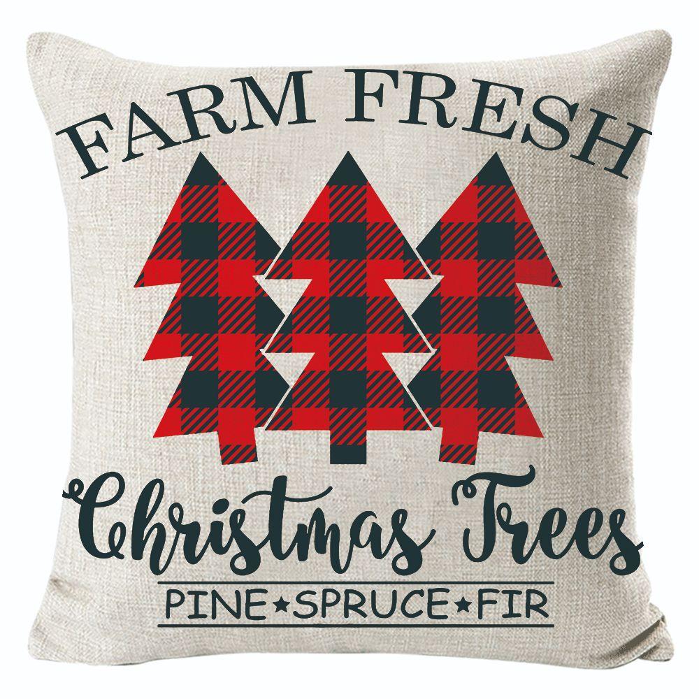 New Christmas Linen Pillow Cover Simple Sofa Pillow Home Printed Cushion Cover
