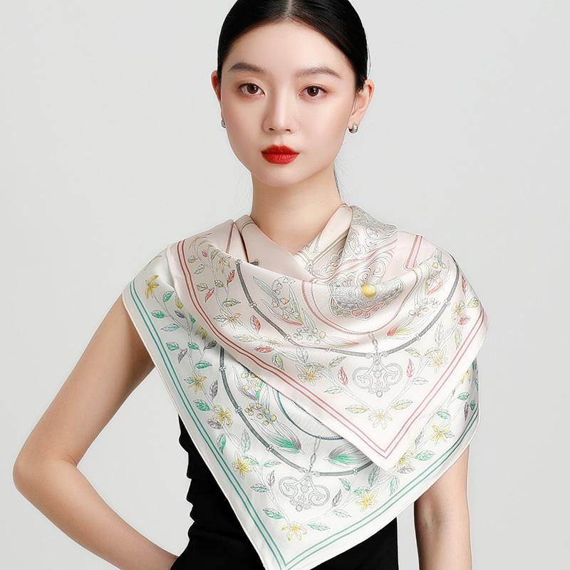 New 100% Mulberry Silk Double Sided Double Color Handmade Curled Silk Scarf with Versatile Design and Temperament for Women