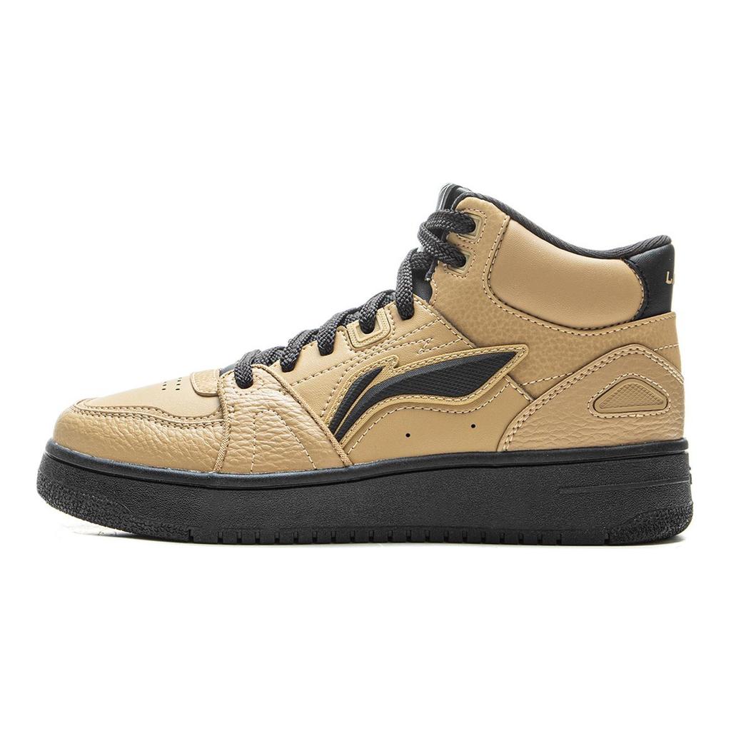 Li Ning Tianji HI Rutschfest Dämpfung Abriebfest Mittelhohe Skateboard Schuhe Damen Braun Schwarz AGCV340-4