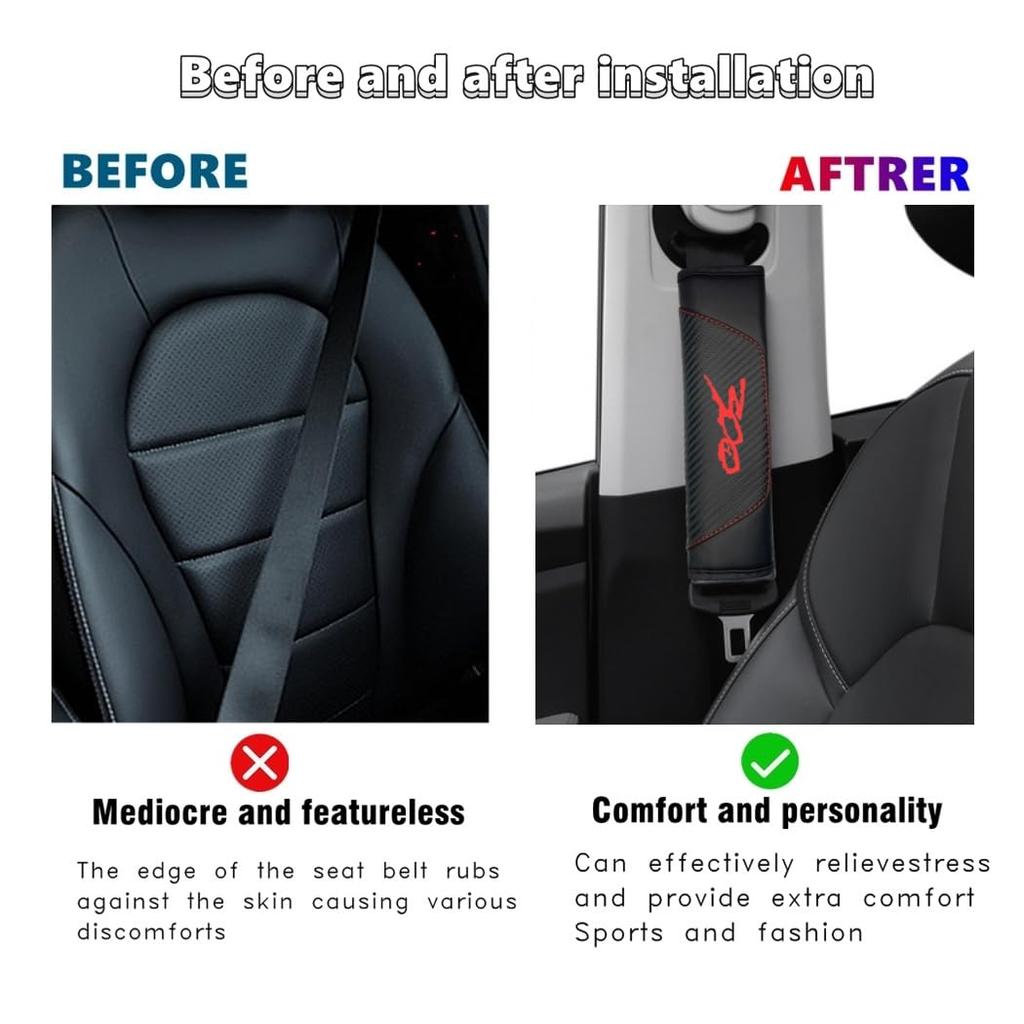 QZXIAOGU Carbon Fiber Leather Seat Belt Cushion Shoulder Pad Soft