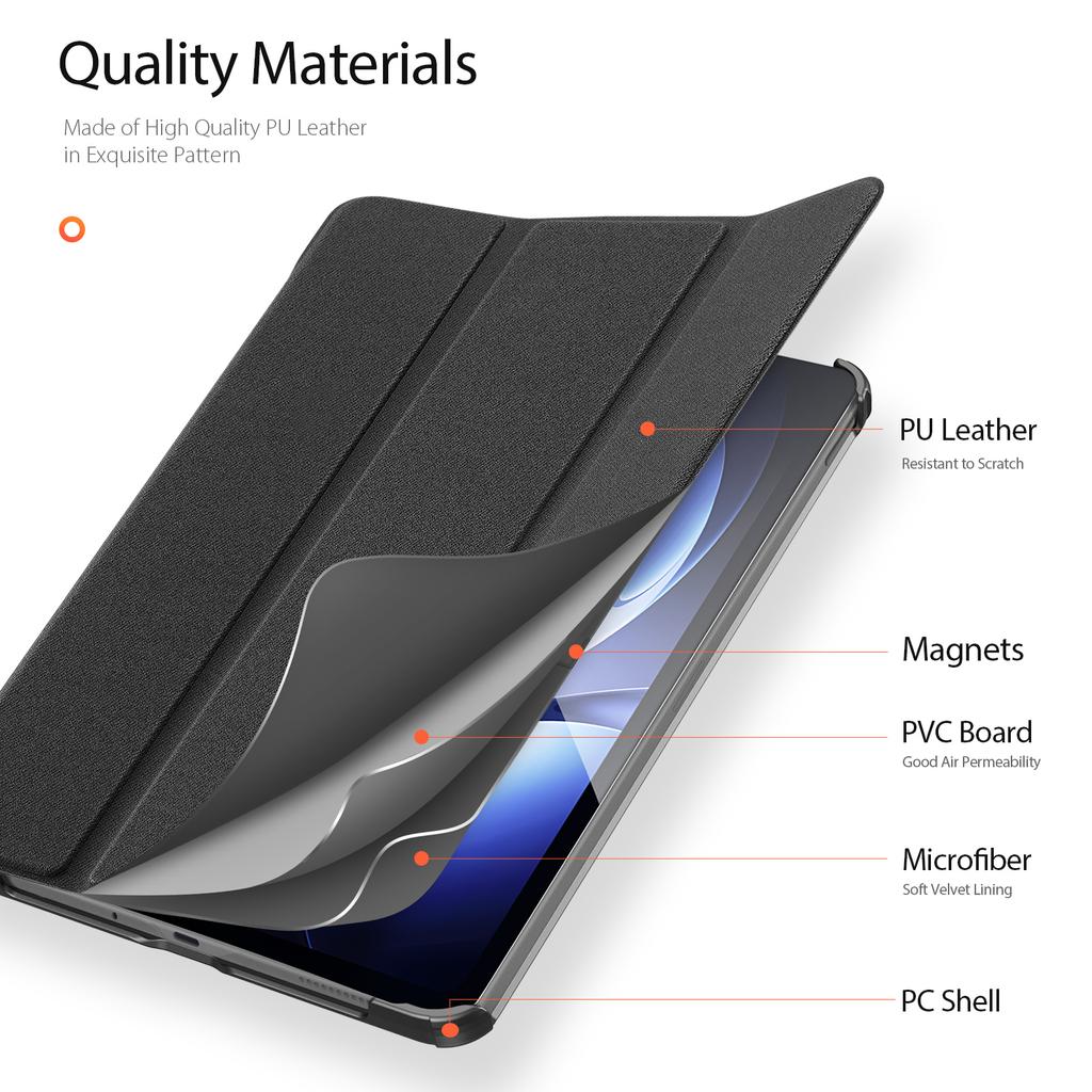 For Xiaomi Redmi K Pad Case DUX DUCIS Domo Series Tri-fold Stand PU Leather Protective Tablet Cover