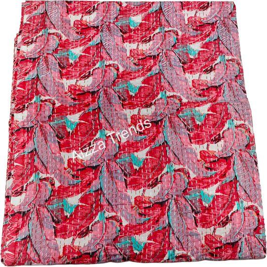 Aizza Trends Handmade Pure Cotton Printed Kantha Quilt  - Traditional Look Bed Spread Kantha Gudri - Vintage Hand Stitch Gudri