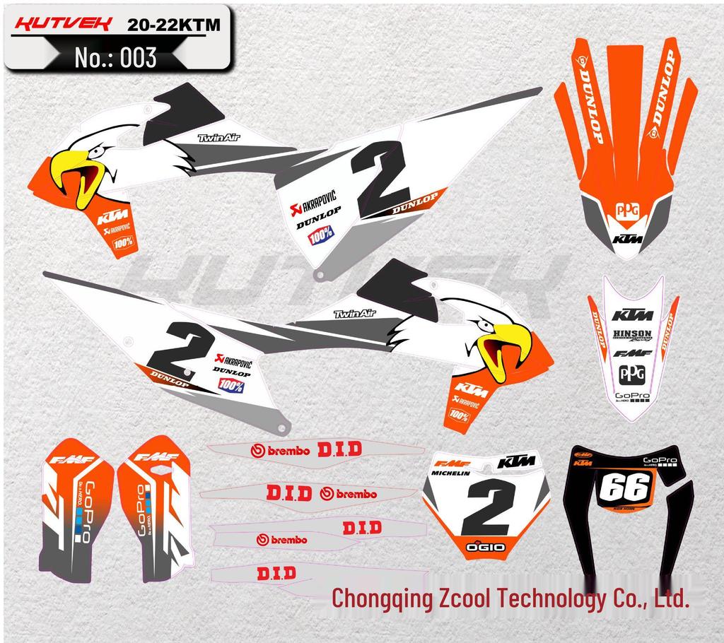 Compatible Decals for 19-22 KTM SX250F EXC, Kaixi Hengjian, Bosuer X6, Mingfu Off-Road Motorcycles