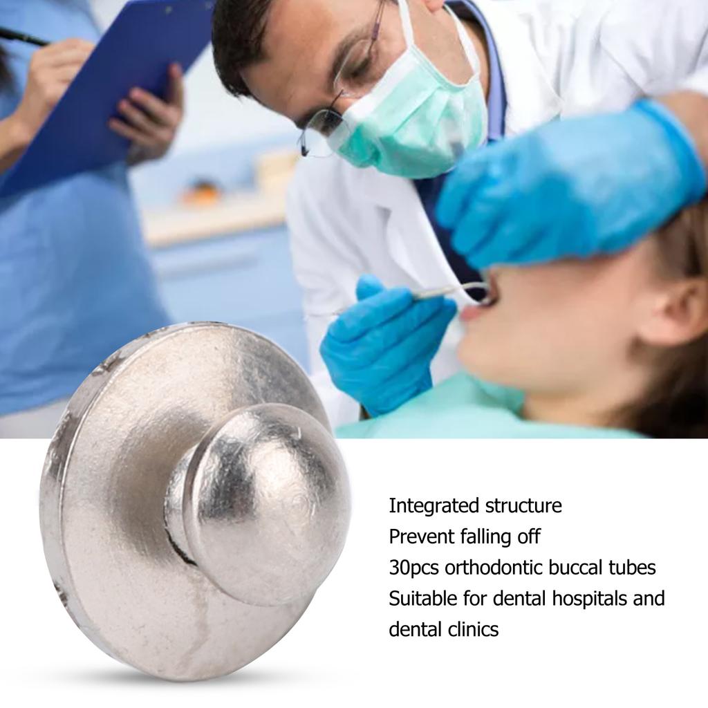 30pcs Dental Orthodontic Bondable Stainless Steel High Adhesive Strength Dental Care Buccal Tube