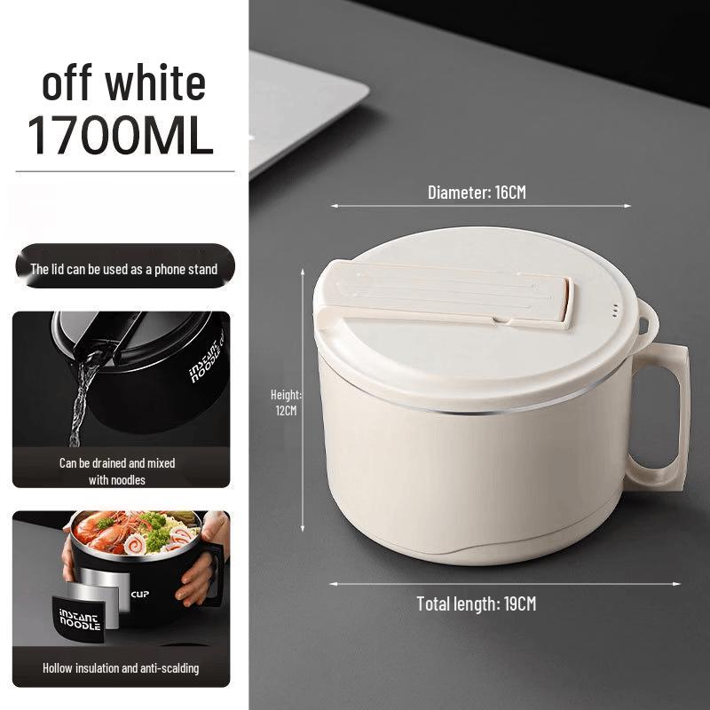 ZISIZ Large Microwaveable 304 Stainless Steel Instant Noodle Bowl (Set of 2)