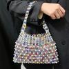 New Fashion Design Handmade Color Beaded Woven Handbags Brand High-end Party Evening Bag  Luxury Fashionable Pearl Underarm Bag