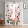 Peony Flower Sheer Curtains for Living Room Modern Voile Curtain Bedroom Tulle Curtains Window Drapes Decor