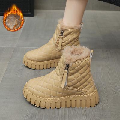 Thick-soled Snow Boots, New Women's Shoes, Cotton Shoes with Fleece, Casual Bread Cotton Boots