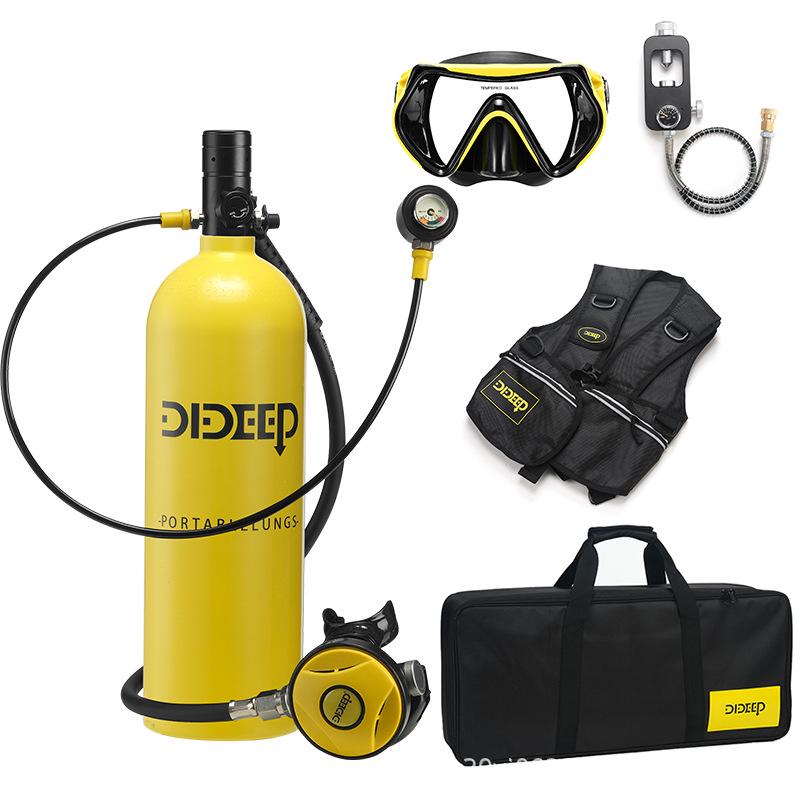 DIDEEP X5000Pro 2L Diving Snorkeling Kit with Scuba Oxygen Tank and Pressure Gauge