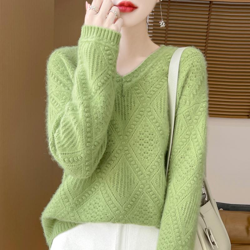 Women's Cashmere Sweater Qinghe Cashmere 30% Cashmere 70% Wool Autumn and Winter Pullover Warm and Fashionable