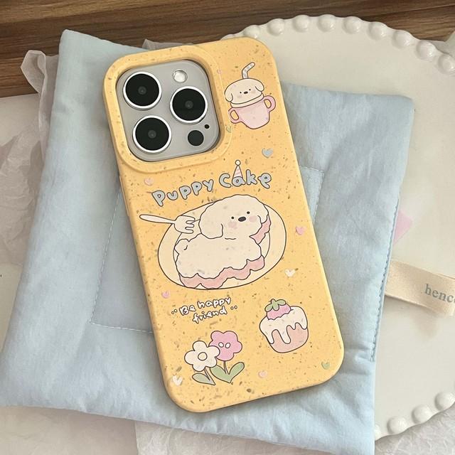 

Ins Стенд-держатель с рисунком собаки, щенка, Happy Cake Flower, противоударный силиконовый чехол для телефона 2023, чехол для телефона Iphone 13 12 11 Promax 14 Pro Max For iphone 14promax