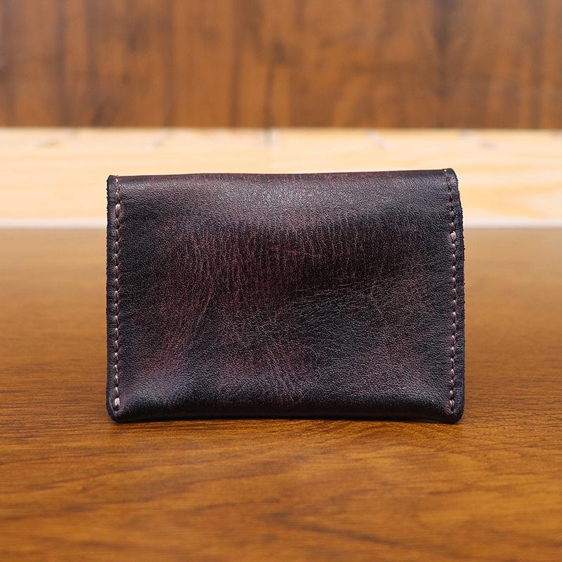 Neue Kopfschicht Kuhleder-Abholtasche für weibliche Studenten, Einfache Kartentasche, Retro-Gemüsegerbung Leder verwendet, Gebürstet, Handgefertigte Visitenkartenetui